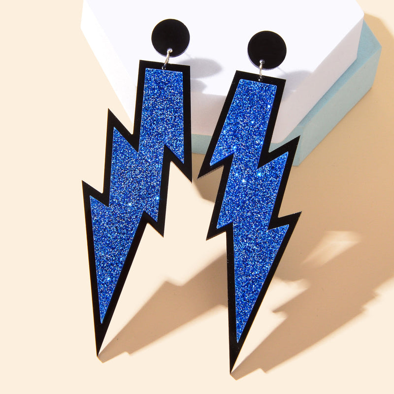 Sparkling Stylish Acrylic Lightning Statement Long Pendant Dangle Party Earrings