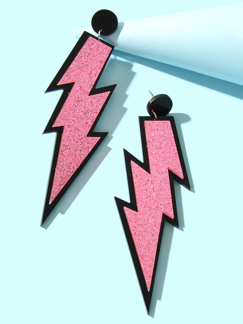 Sparkling Stylish Acrylic Lightning Statement Long Pendant Dangle Party Earrings