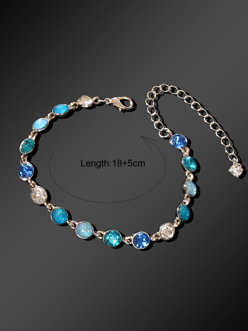Luxury Blue Transparent Big Cubic Zirconia Bracelet Wedding Engagement Jewellery-2