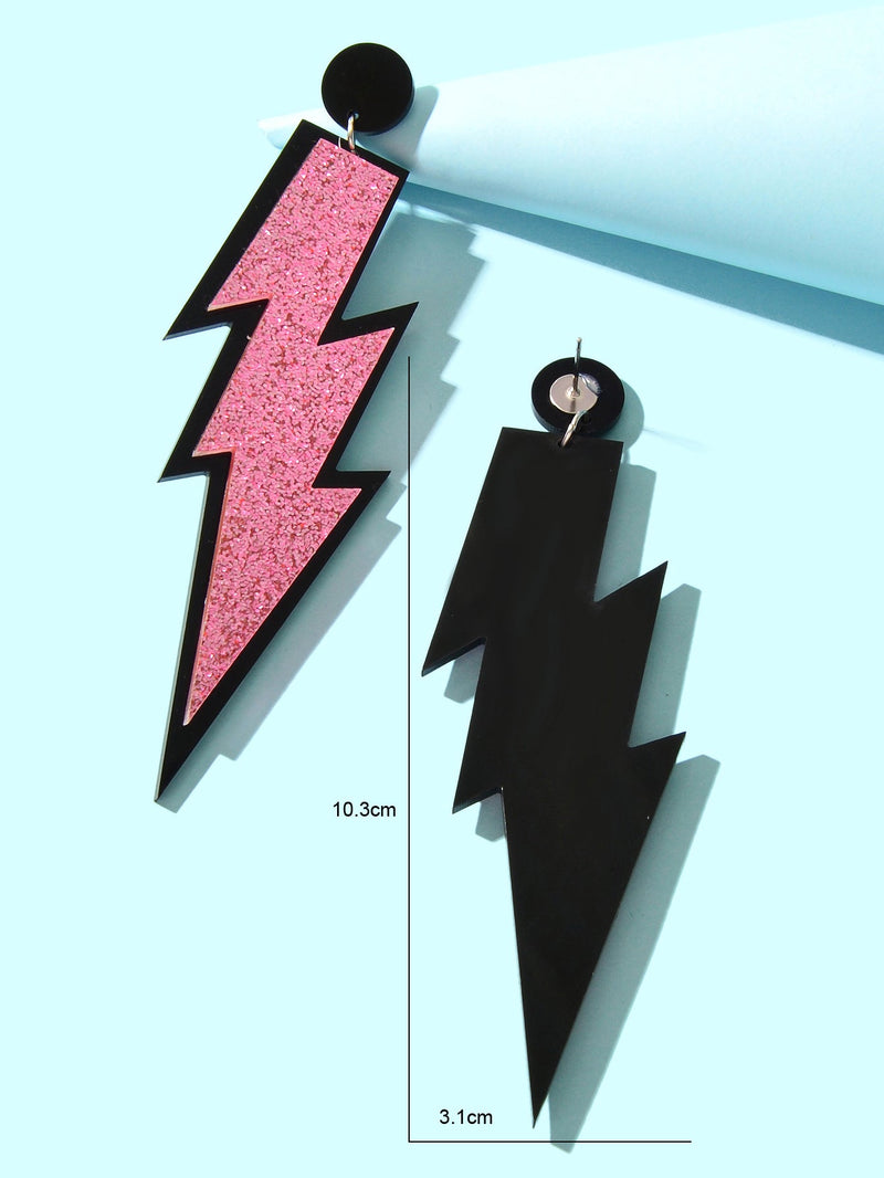 Sparkling Stylish Acrylic Lightning Statement Long Pendant Dangle Party Earrings