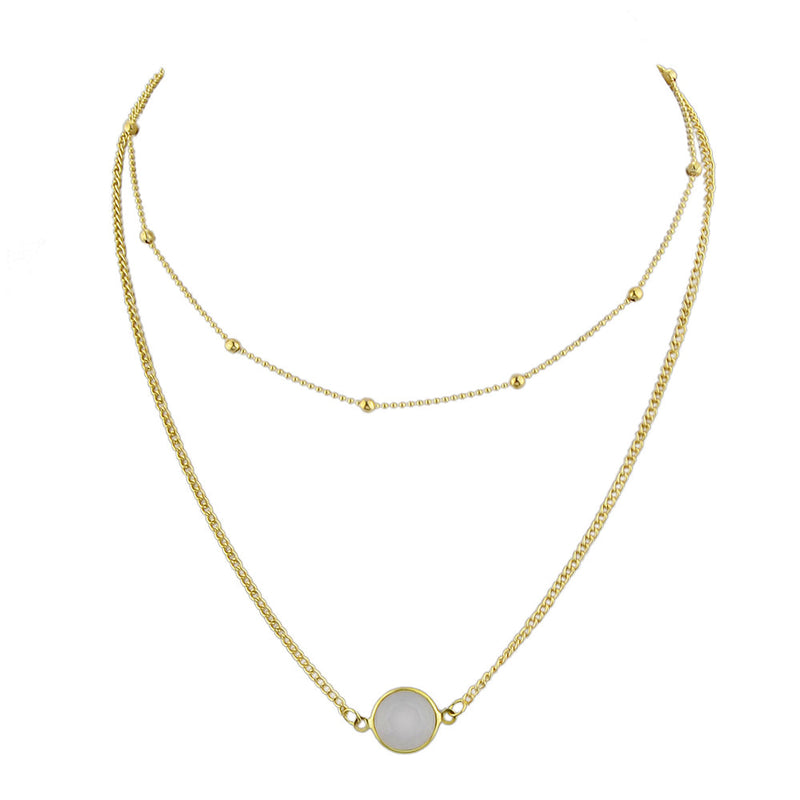 Boho Chic Double layer Gold Chain Round Charm Necklace Fashion Women Accessories