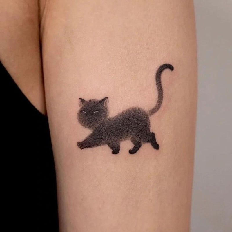 Dark Ink Painting Cat Animal Cute Tattoo Sticker Waterproof