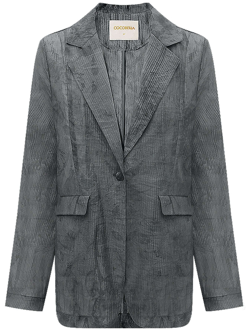 Ink-Washed Draped Striped Blazer-3